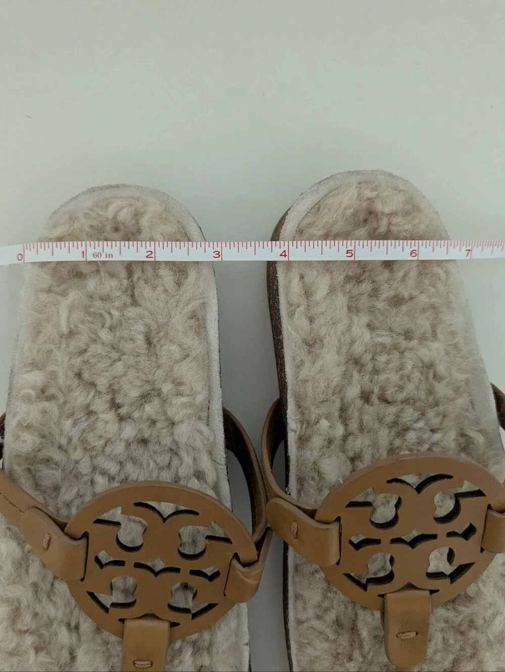 EUC! Tory Burch Miller Cloud Shearling Sandal In Tan Size 8